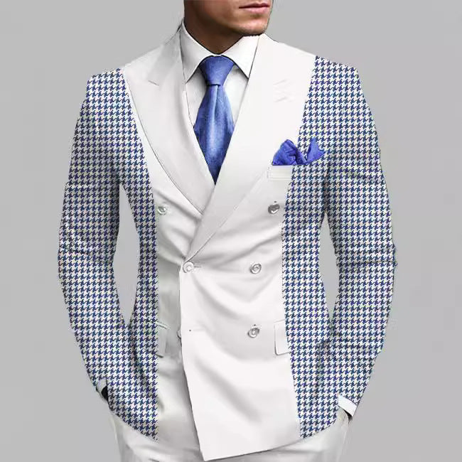 Men's Printed Posterior Median Split Suit Jacket