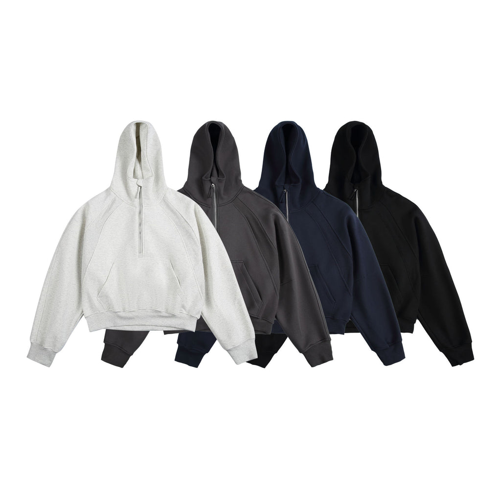 Hooded Pullover Half Zipper Loose Couple Sweater