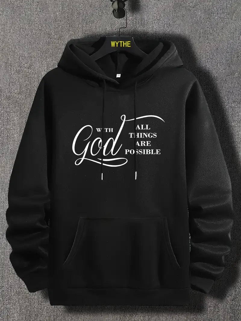 Text Printing Plus Velvet Fall winter Hoodie