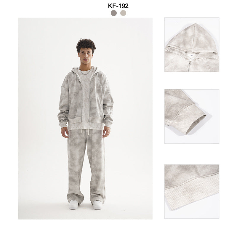 Men's Heavy Distressed Cardigan Zipper Sweater