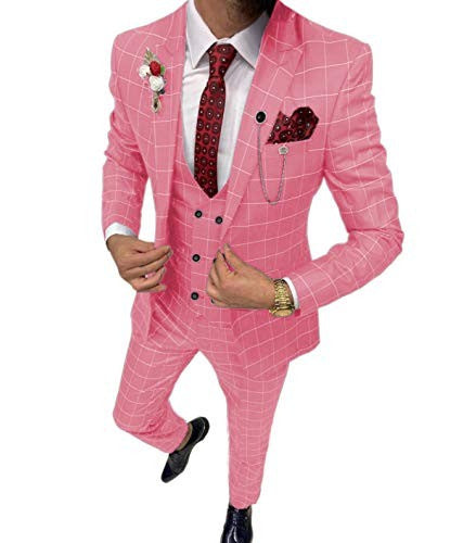 Men's Simple Versatile Lattice Suit Three-piece Suit