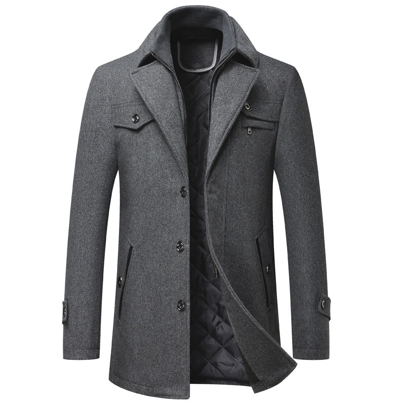 Men's Woolen Thickened Overcoat Jacket