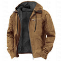 Solid Color Hooded Casual Men's Fleece Zipper Pocket Jacket