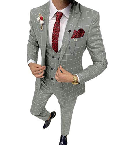 Men's Simple Versatile Lattice Suit Three-piece Suit