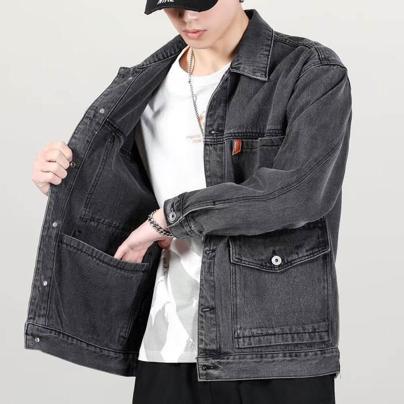 Gray Vintage Denim Jacket Men