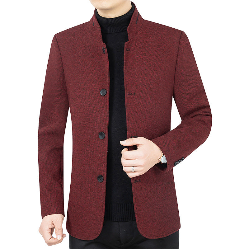 Stand Collar Wool Woolen Jacket Casual Coat