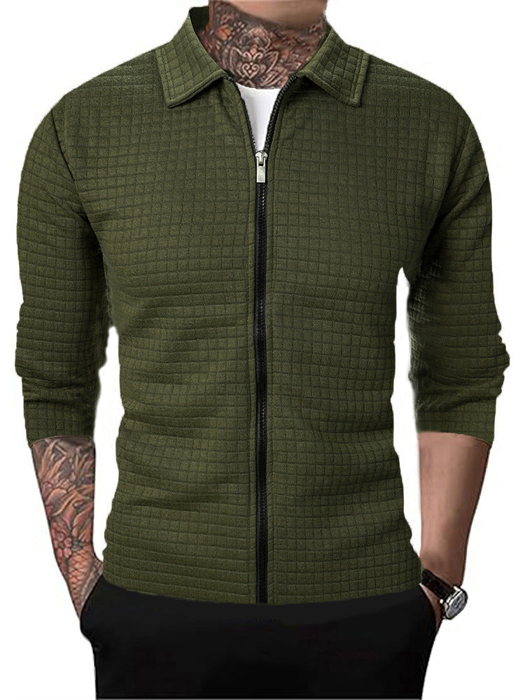 Men's Casual Long-sleeved Lapel Waffle Jacket