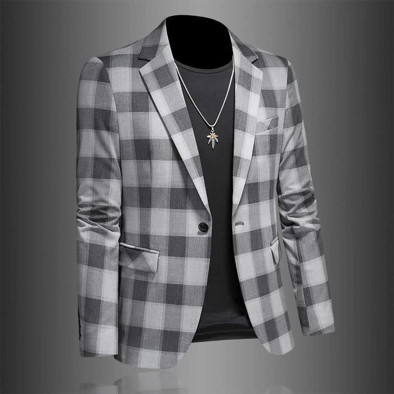 Plaid Three-dimensional Slim Fit suit jacket