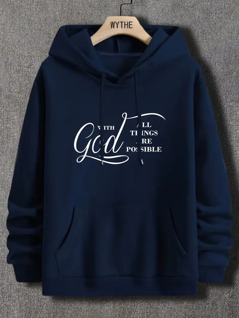 Text Printing Plus Velvet Fall winter Hoodie