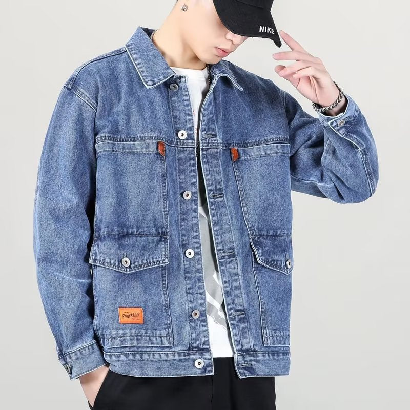 Gray Vintage Denim Jacket Men