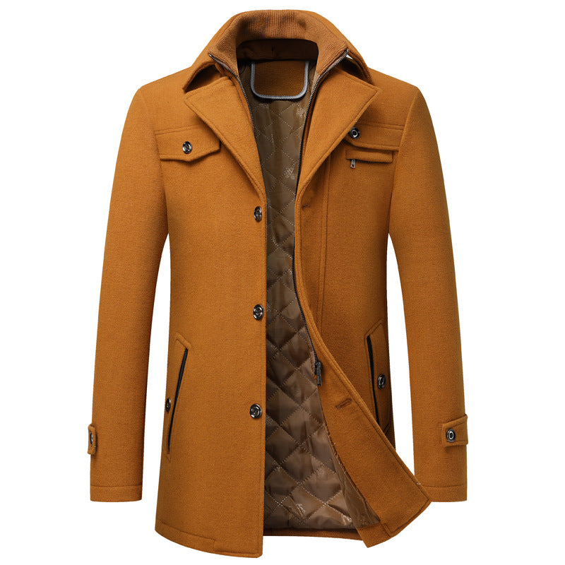 Men's Woolen Thickened Overcoat Jacket