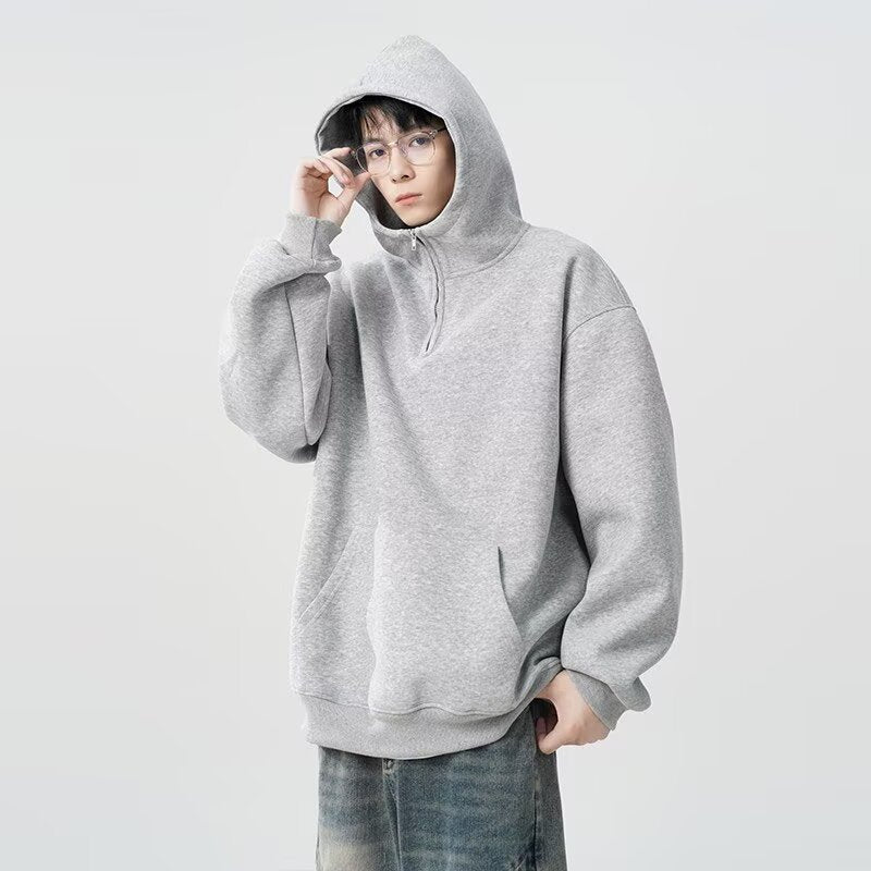 Men's Casual All-match Hooded Fleece Lined Sweater
