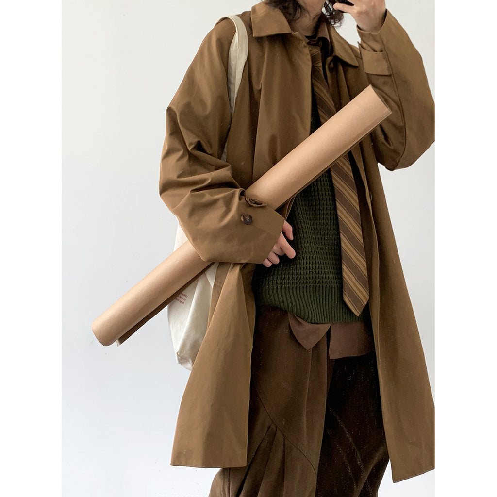 Retro Mid Length Workwear Trench Coat