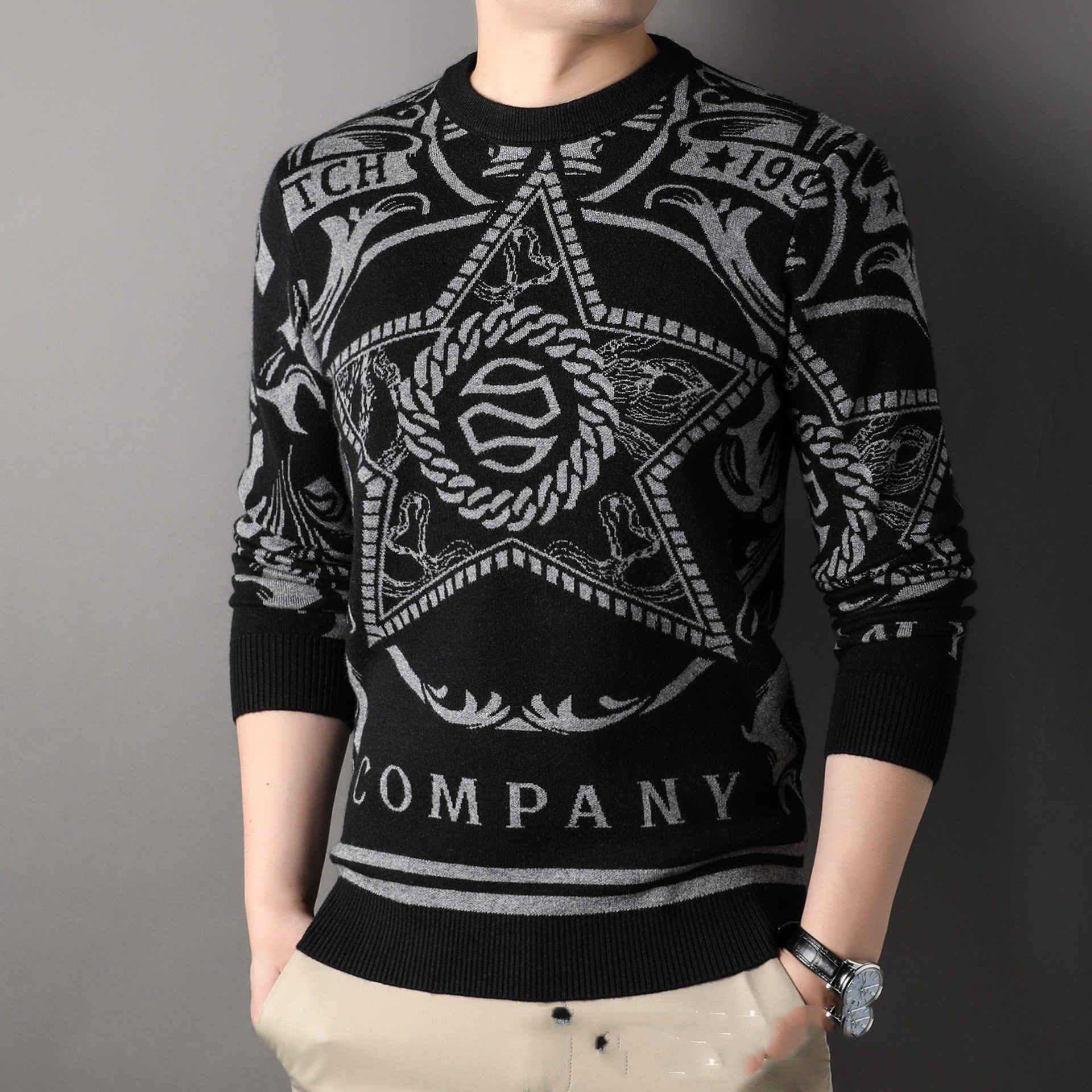 Autumn And Winter Men's Knitwear Round Neck Loose sweater