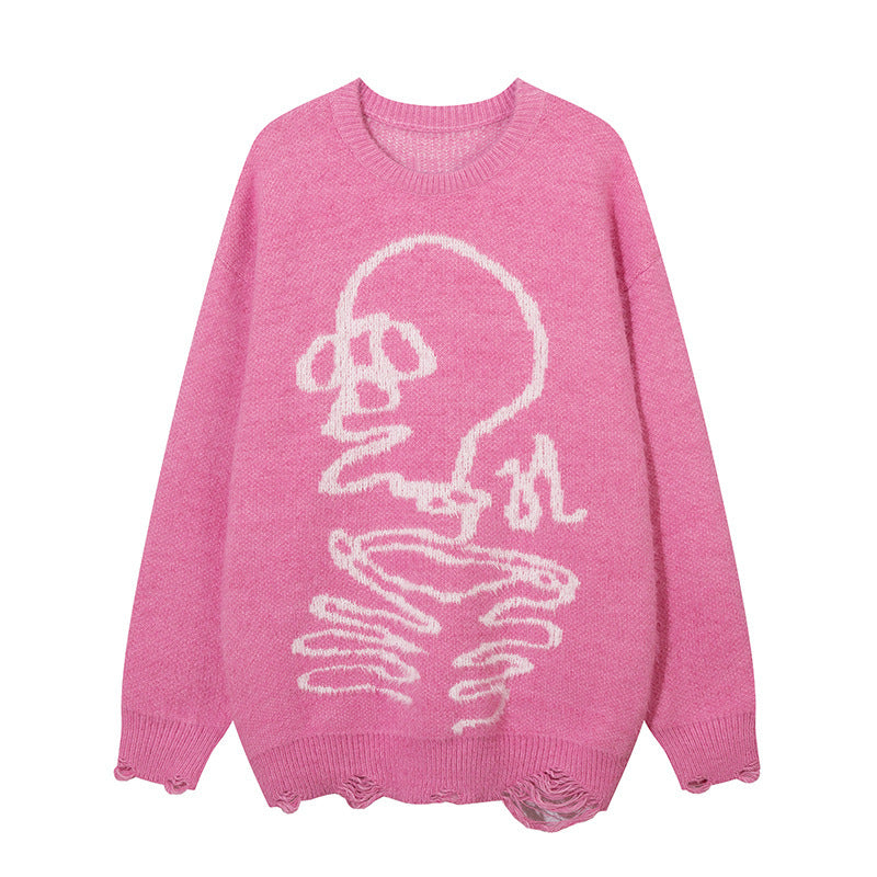 Dark Skull Ripped Sweater