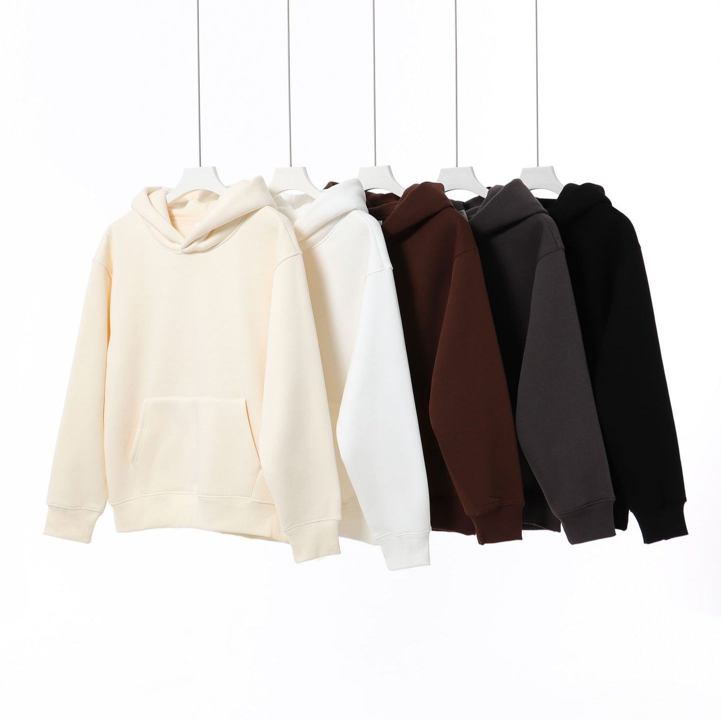 Fleece Hooded Pullover Men's Solid Color Sweater