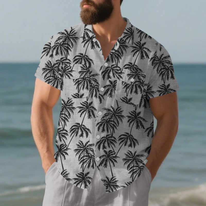 European And American Men's Beach Short Sleeve shirt