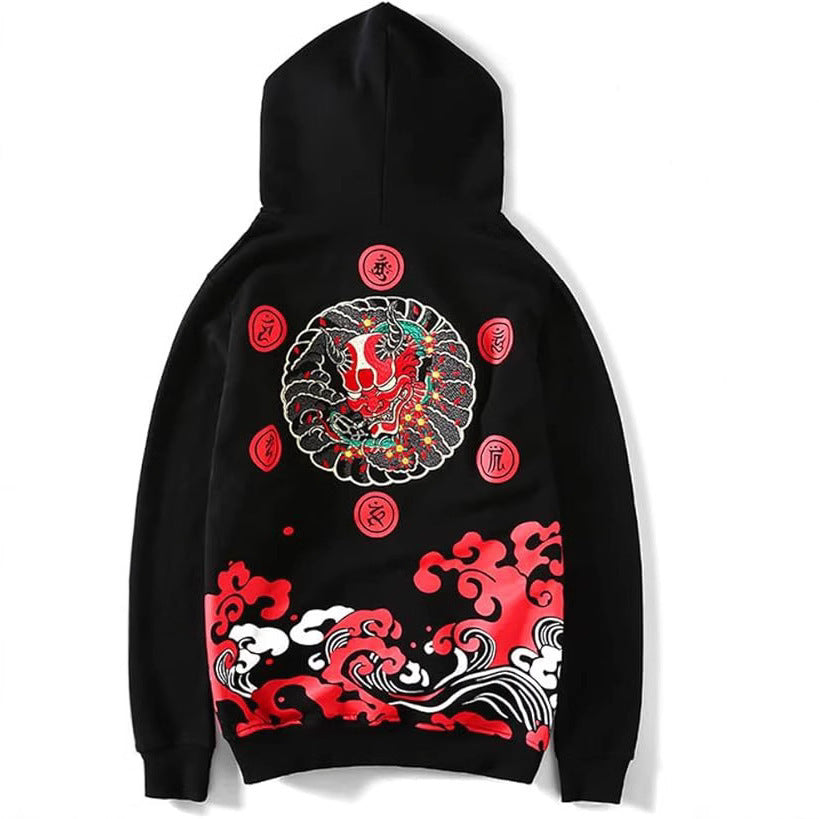 Men's Dragon Printed Heavy Pattern Hoodie