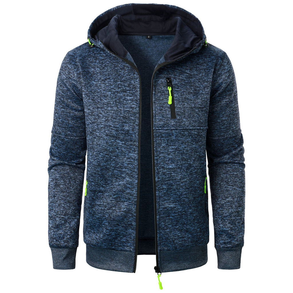 Men's Sports Casual Jacquard Hooded Jacket Knitted Cardigan