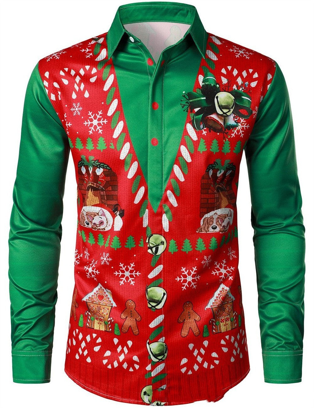Men's Christmas Digital Printing Casual Shirts