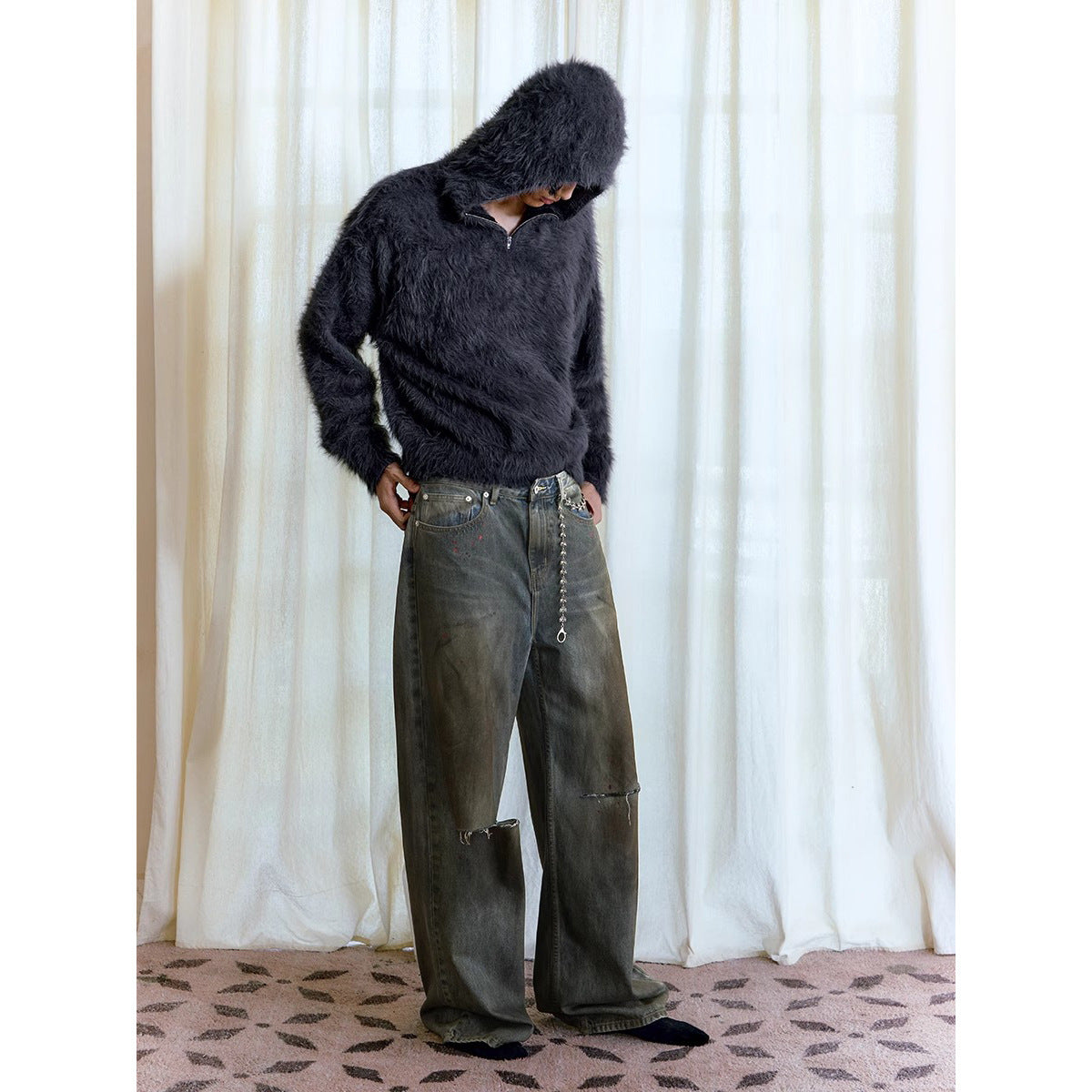 Men's Loose Plush Knitted Sweater