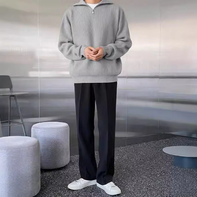 Men's Half Turtleneck Zipper Pullover sweater