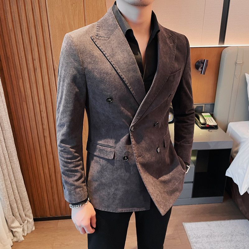 Light Luxury Corduroy Suit Jacket Autumn And Winter Double Breasted Casual suit