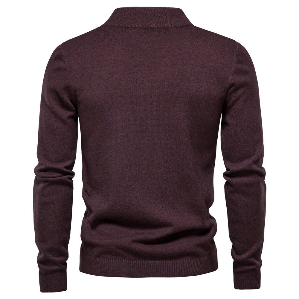 Mid-collar Slim Fit Men's Sweater