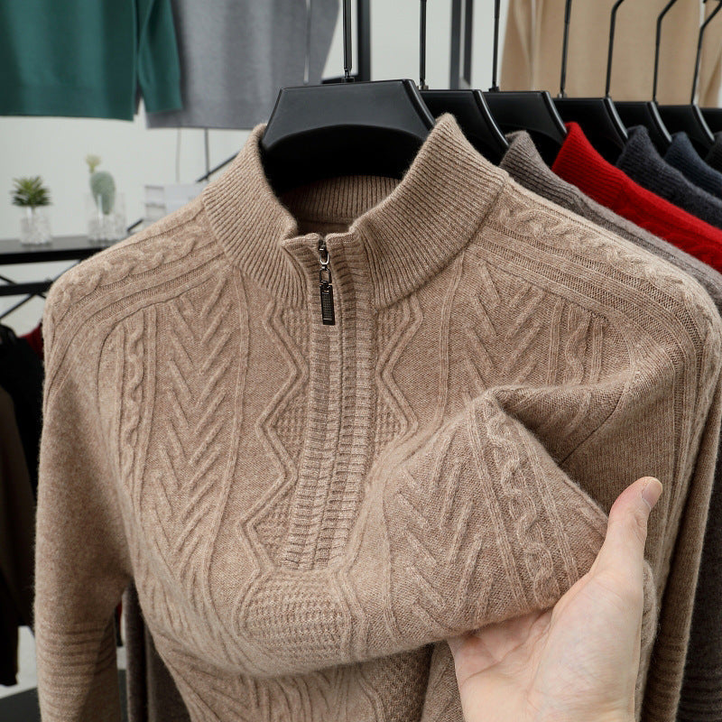 Men's Half Turtleneck Zipper Sweater