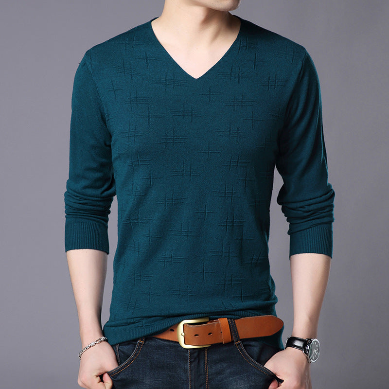 Men's Casual V-neck Thin Base Long Sleeve sweater