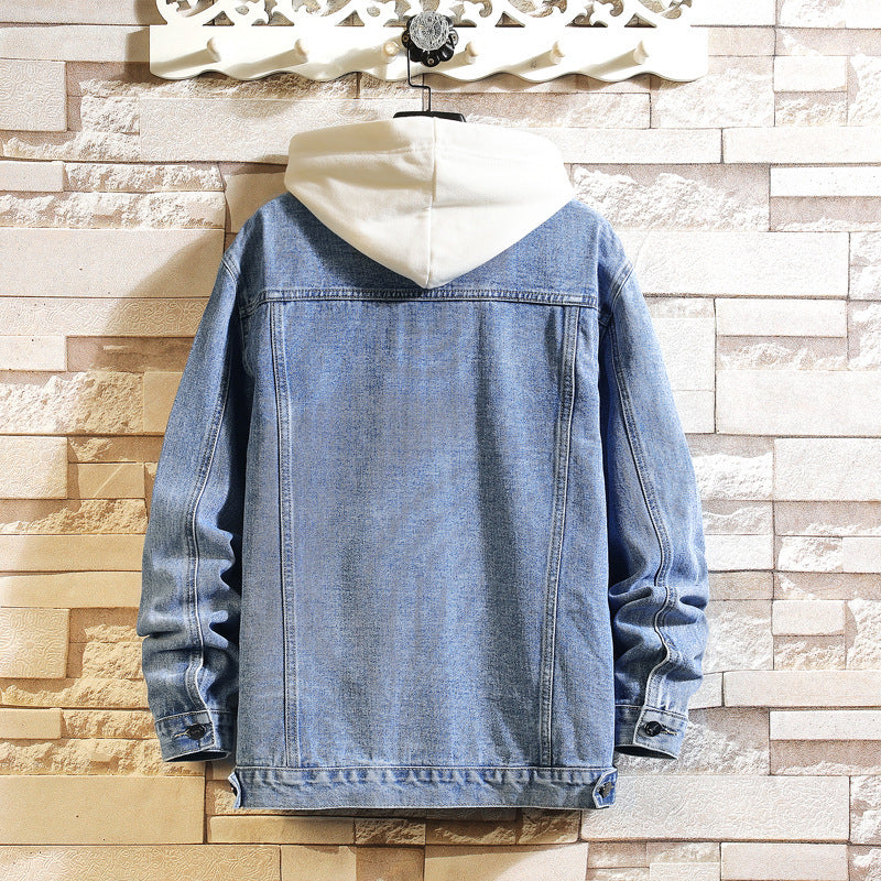 Embroidered Hole Plus Size Men Denim Jacket