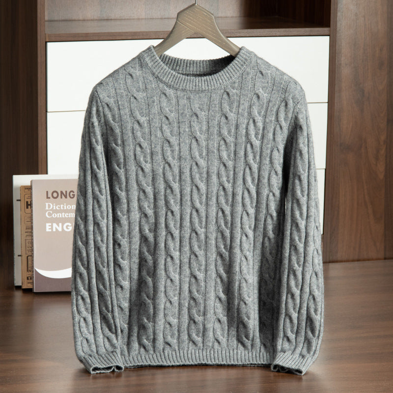 Pure Cashmere Shirt Men's Round Neck Three-strand Thickening sweater