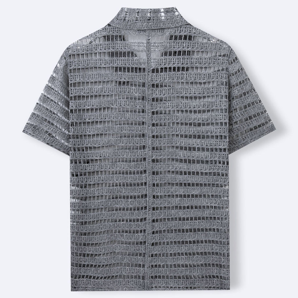Men's French Beaded Hollow Shirt