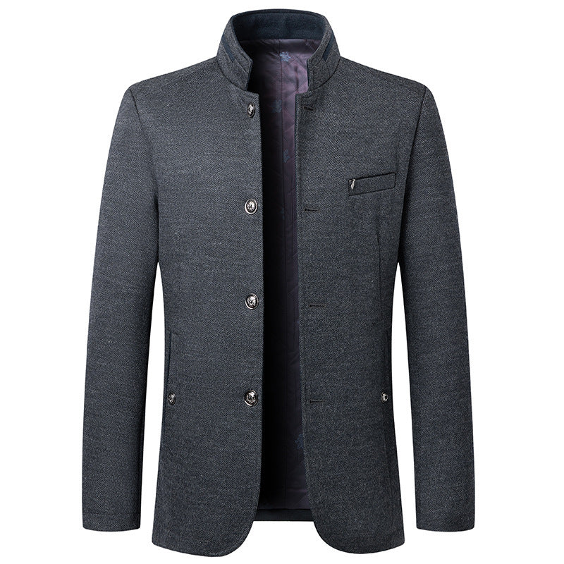 Business Stand Collar Woolen Coat