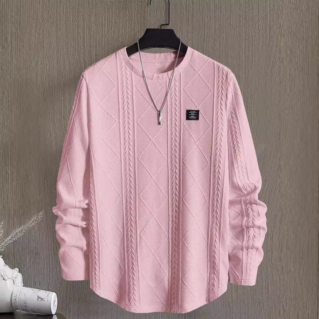 Men's Letter Chest Detail Casual Loose Round Neck Pullover Long Sleeve sweater