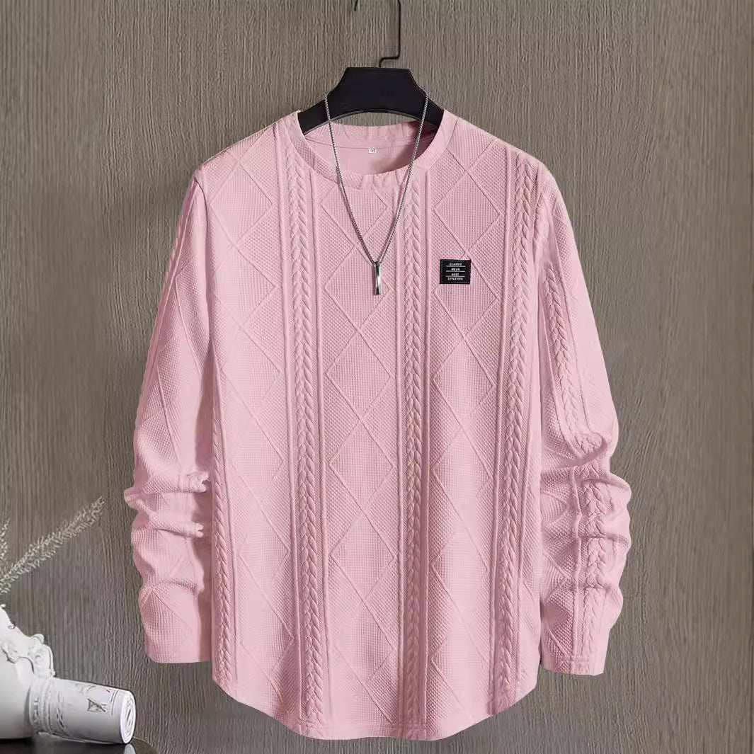 Men's Letter Chest Detail Casual Loose Round Neck Pullover Long Sleeve sweater
