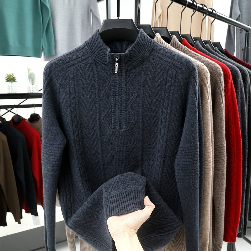 Men's Half Turtleneck Zipper Sweater