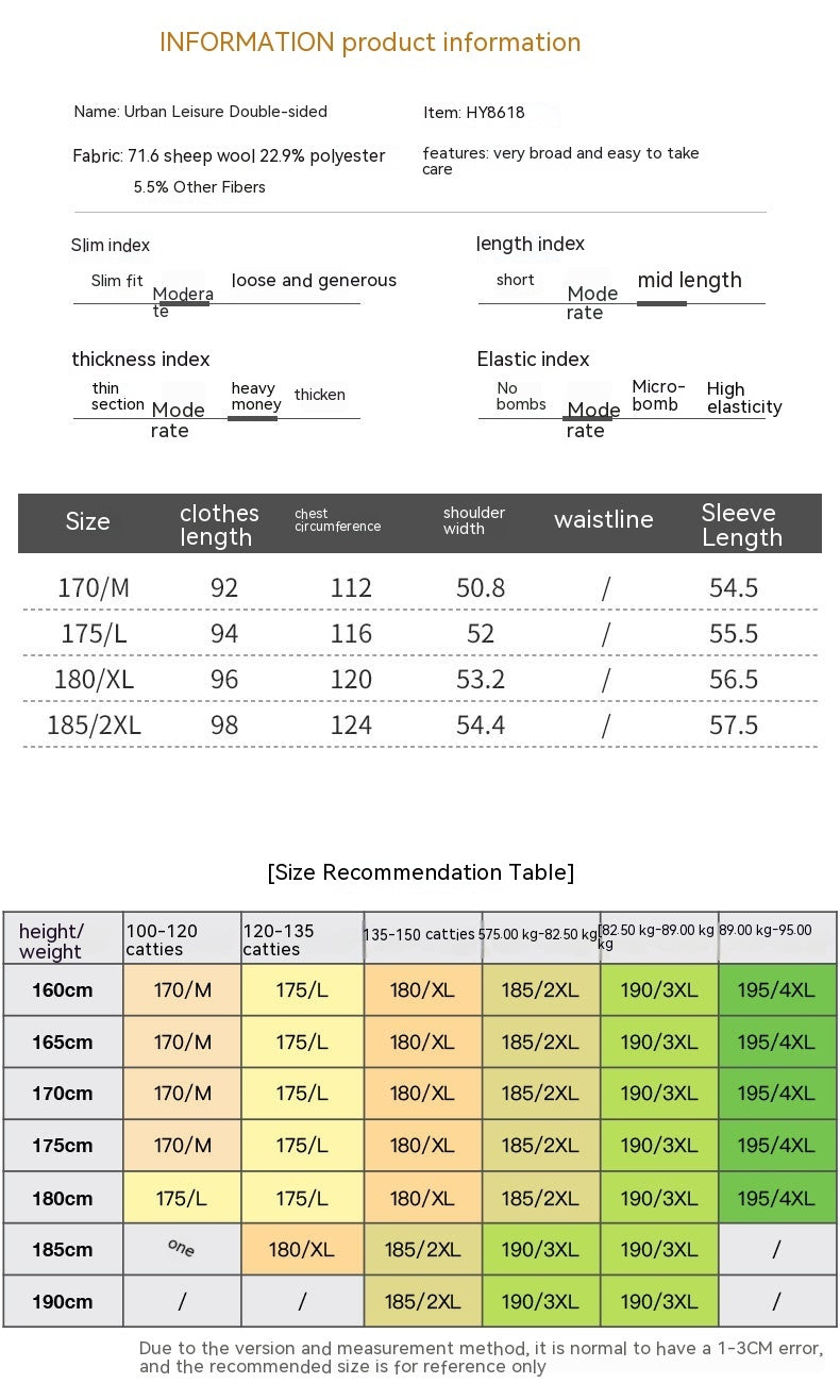 Winter Double-sided Woolen Coat Men