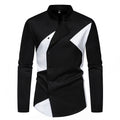 Men's Color Collision Design Casual Long Sleeve Shirt