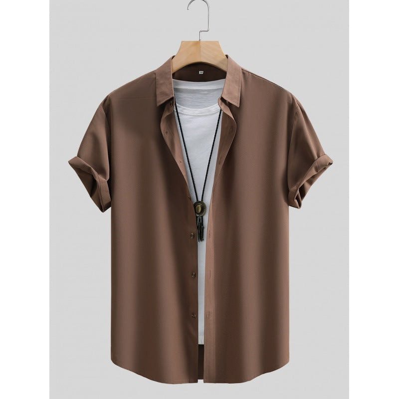 Men's Short-sleeved Solid Color Summer Shirt