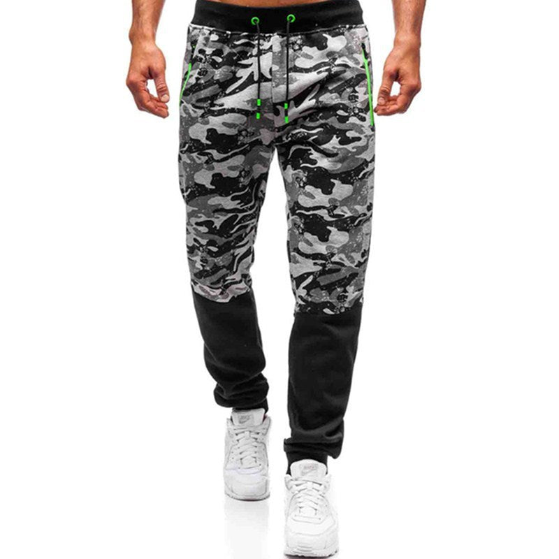 Slim-fit Trousers With Camouflage Lace-up Trousers For Men