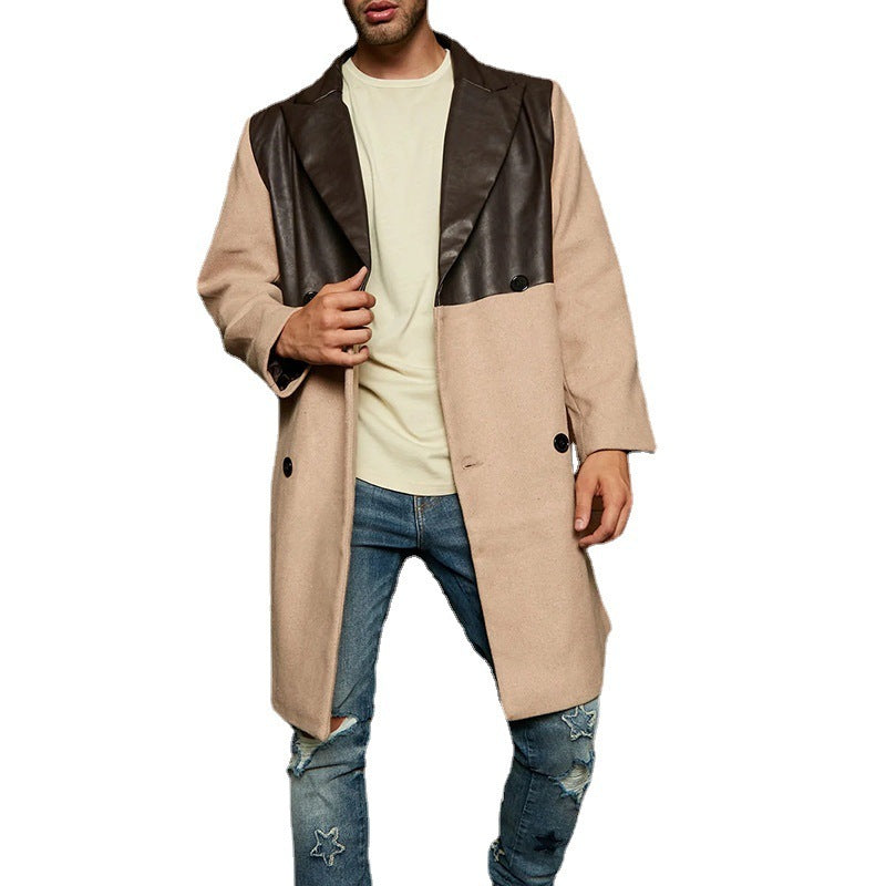 Men's Mosaic Leather Fashion Windbreaker coat
