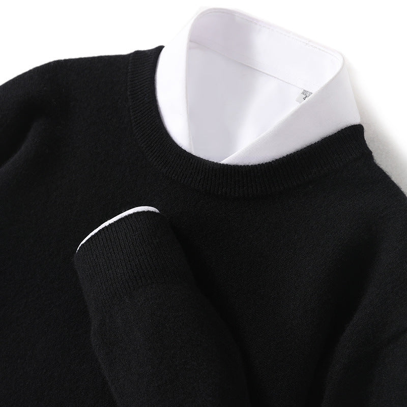 Men's Pure Wool Round Neck Autumn And Winter Knitted Sweater