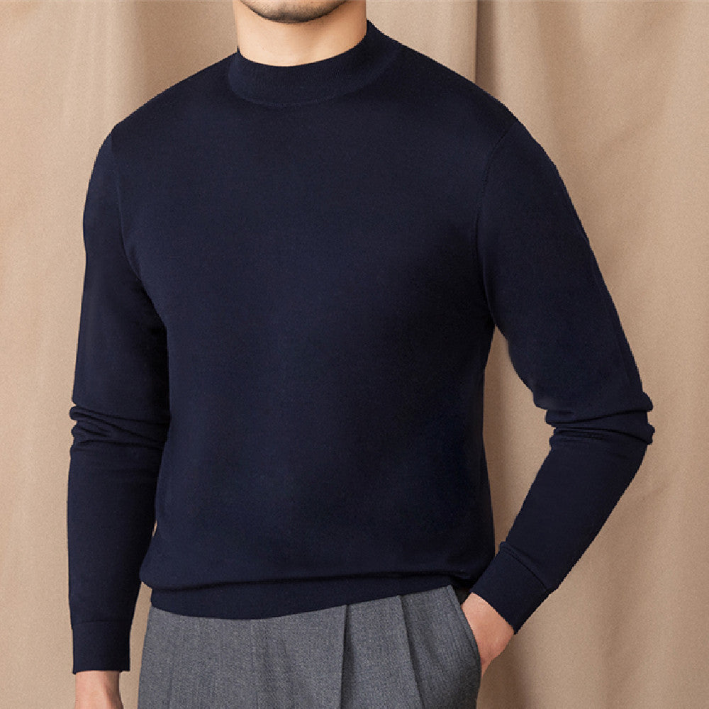 Self-heating Solid Color Basic Half Turtleneck Men's Sweater