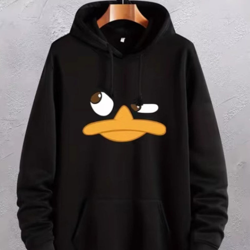 Cartoon Duck Print Loose hoodie