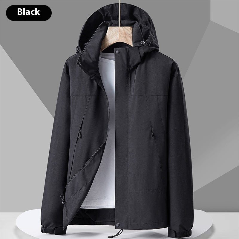 Hooded Windbreaker Colorblock Zip-up With Pockets Waterproof Outwear jacket