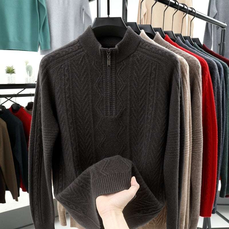 Men's Half Turtleneck Zipper Sweater
