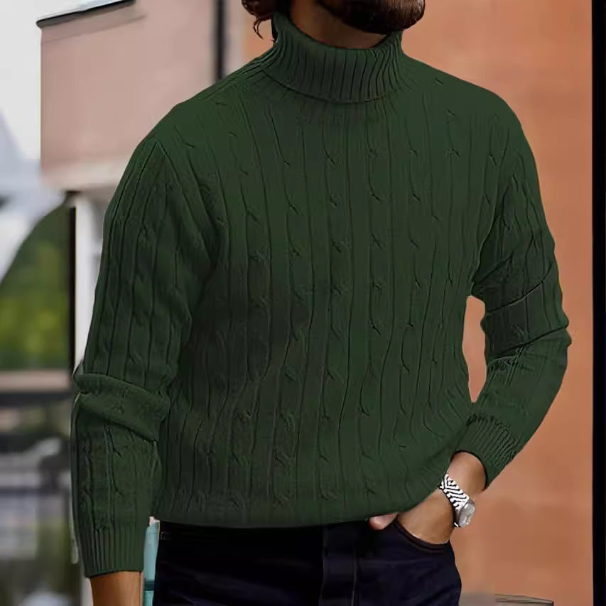 Men's Sweater Casual Retro Twisted Flower Turtleneck Knitting sweater