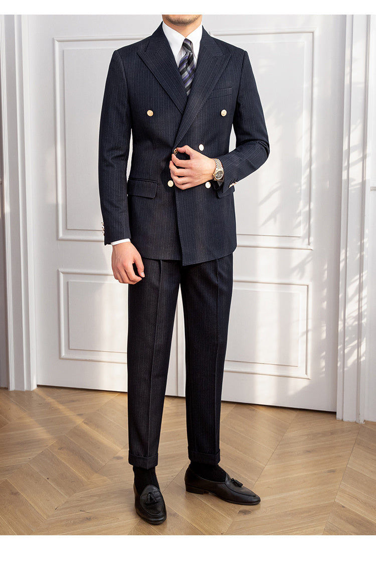 Autumn Style Double Breasted Slim Fit Suit