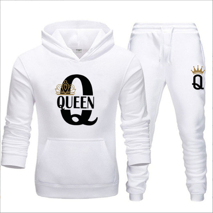 Men's Sweater KING QUEEN Loose Casual Hooded Printed Couple Suit
